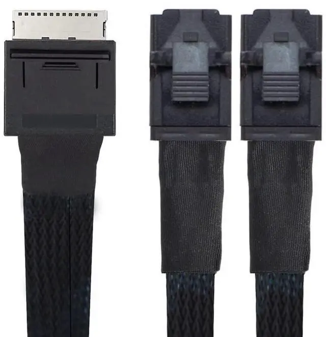 Main image of cablecc 50cm OCuLink PCIe PCI-Express SFF-8611 8X 8-Lane to Dual SFF-8643 HD 4X SSD Data Active Cable