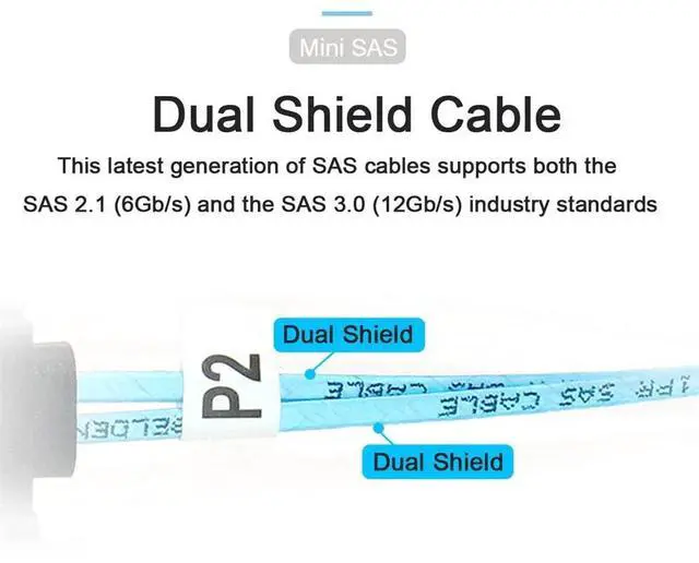 Alt view image 3 of 5 - cablecc 50cm OCuLink PCIe PCI-Express SFF-8611 8X 8-Lane to Dual SFF-8643 HD 4X SSD Data Active Cable