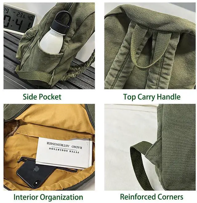 Alt view image 4 of 5 - MaxxCloud Mini Canvas Backpack for Men Women- Lightweight Laptop Daypack,Cute Small Rucksack,Vintage Work Travel Backpack