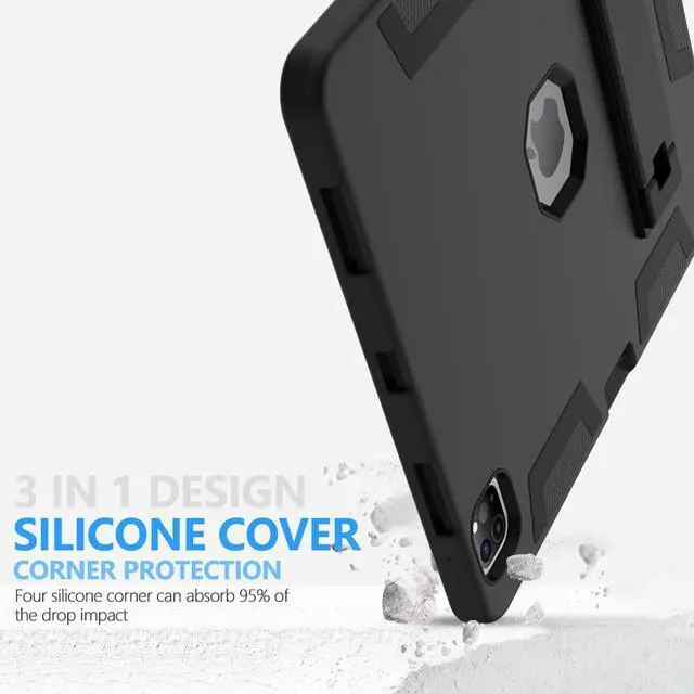 Alt view image 4 of 5 - Puxicu Case for iPad Pro 13 Inch M4 (2024 Model, 7th Generation), Heavy Duty Rugged Protective, Built-in Pencil Holder Cover for iPad Pro 13, Black