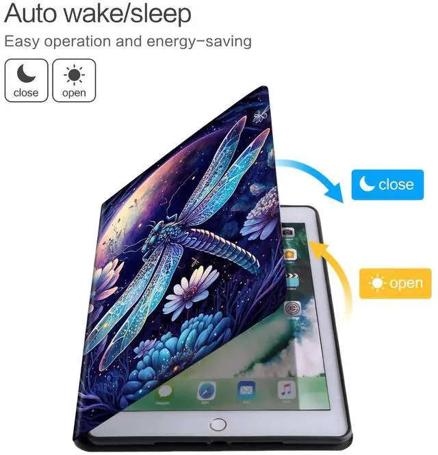 Alt view image 5 of 5 - Tablet Case for All-New Amazon Kindle Fire HD 10 Tablet (13th Generation, 2023 Release) - Auto Wake/Sleep, Shockproof Full Body Rugged Cover, Soft TPU Smart Stand Case, Purple Dragonfly