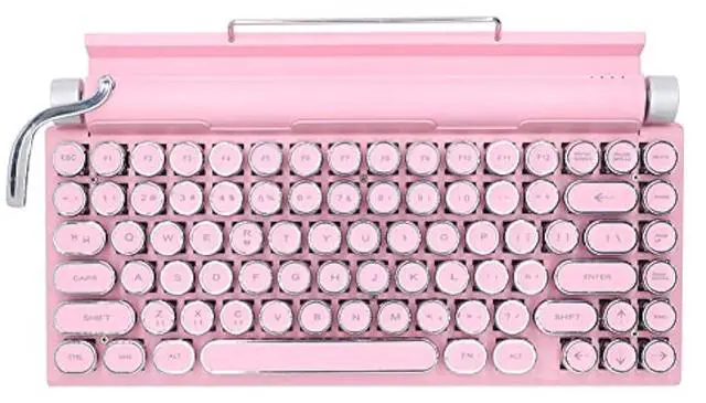 Main image of GUAZI STORE 83-Key Mechanical Keyboard - Retro Typewriter Wireless Bluetooth Gaming Keyboard, Anti-Ghosting Blue Switch (Pink)