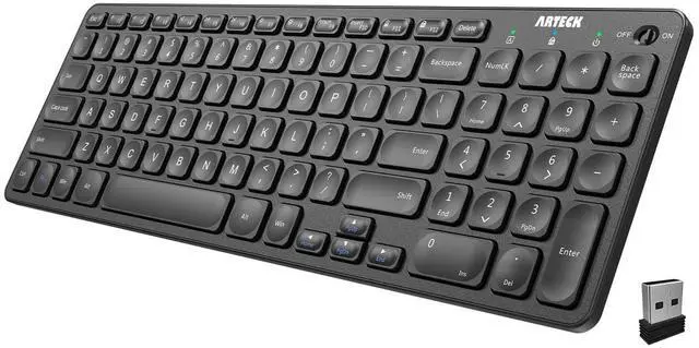 Main image of Arteck 2.4G Wireless Keyboard Ultra Slim Full Size Keyboard with Numeric Keypad and Media Hotkey for Computer/Desktop/PC/Laptop/Surface/Smart TV and Windows 10/8/ 7 Built-in Rechargeable Battery