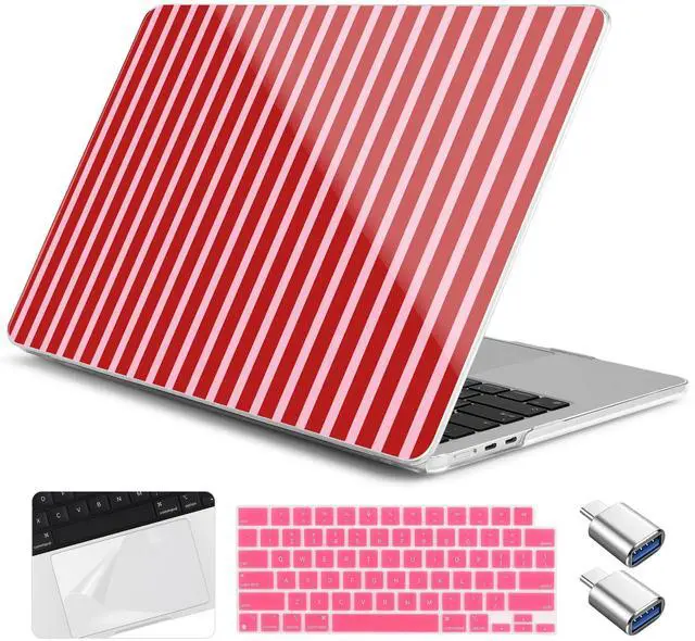 Main image of Yebiseven for M4 MacBook Air 15 inch Case 2025 2024 2023 Released A3241 A3114 M3 A2941 M2, Hard Shell Laptop Case with Keyboard Cover & Trackpad Film & 2 OTG Adapters, Strawberry Jam