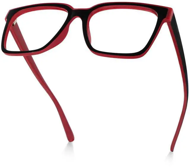 Main image of Zeelool Classic Square Blue Light Blocking Glasses, Eyeglass Frame for Women Anti Eyestrain & UV from Computer Reading/TV/Phone JGT624975-03B Black-Red