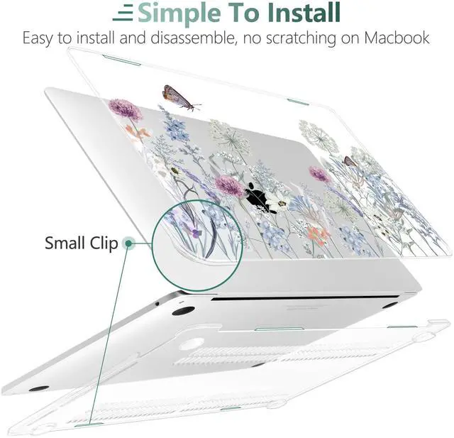 Alt view image 3 of 5 - TWOLSKOO Compatible with MacBook Pro 13 inch Case 2023-2016 A2338 M2/M1 A2251 A2289 A2159 A1989 A1706, Plastic Hard Shell Cover & Keyboard Skin & Screen Protector, Dandelions