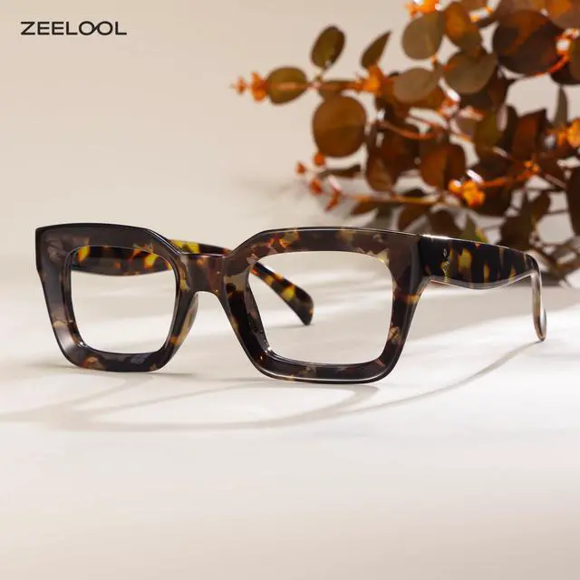 Alt view image 5 of 5 - Zeelool Blue Light Blocking Glasses for Women Men, Vintage Thick Glasses Frame Eyeglasses with Anti UV Glare & Eyestrain Lens Nevaeh ZOP008768-03B