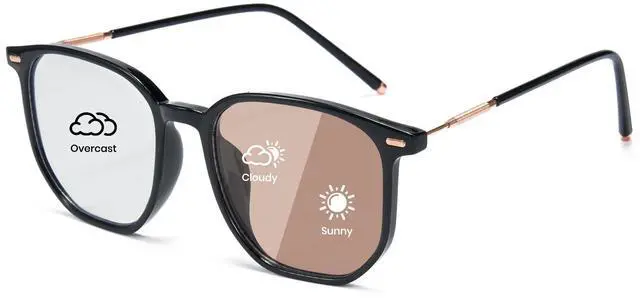 Alt view image 2 of 5 - Cyxus Photochromic Blue Light Glasses for Men Women Computer Glasses UV Protection Glasses 8255 (Bright Black Frame White to Brown)