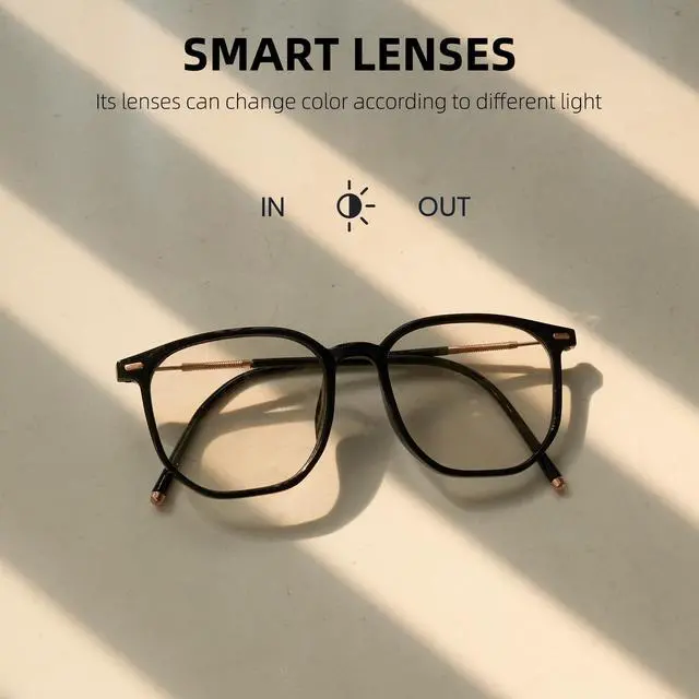 Alt view image 3 of 5 - Cyxus Photochromic Blue Light Glasses for Men Women Computer Glasses UV Protection Glasses 8255 (Bright Black Frame White to Brown)