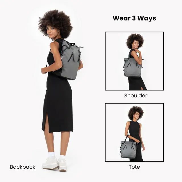 Alt view image 3 of 5 - Sherpani Tempest, Anti Theft Convertible Backpack Tote, 14L Travel Backpack, Travel Gifts for Women, Handbags, RFID Protection, Metal Hardware, Fits 15 Laptop (No Sleeve) (Granite)