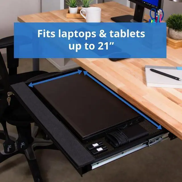 Alt view image 4 of 5 - Penn Elcom Under Desk Laptop Drawer, Lockable, for 20 Laptops - Premium Sliding Security Drawers - Model EX-6171B