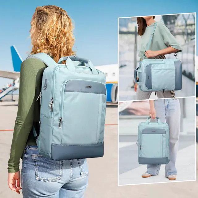 Alt view image 3 of 5 - PIJUSHI Laptop Backpack for Women Men Personal Item Travel Backpack Convertible Carry on Bag Flight Approved(PE042 Teal Blue)