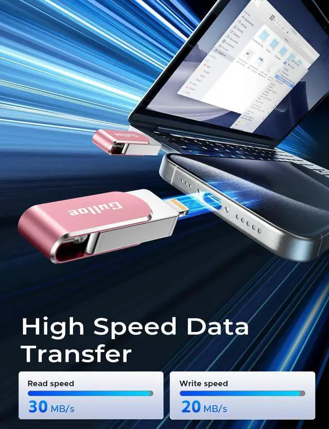 Alt view image 3 of 5 - Gulloe 512GB Flash Drive Intended for iPhone, Memory Stick Storage for Photos and Videos Backup, Compatible with iPhone iPad Android PC, Plug and Play, No Application Required (Pink)