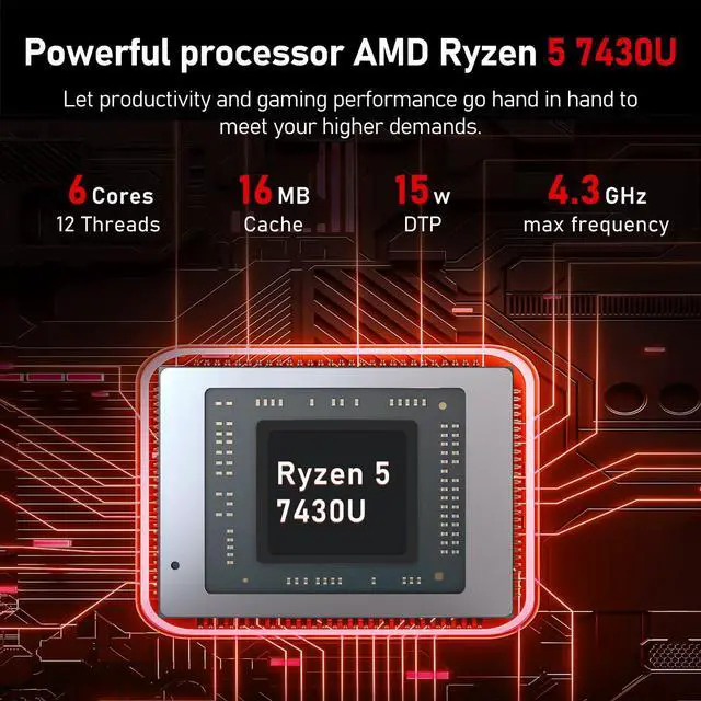 Alt view image 3 of 5 - NAIKLULU Gaming Laptop Computer, Lap Top PC 2025 Win 11 pro, 32GB RAM 1TB SSD, Ryzen 5 7430U (up to 4.3Ghz, Beat 5700U), Backlit Keyboard, IPS 1920 * 1080 FHD Display, WiFi 5, BT5.0, Fingerprint