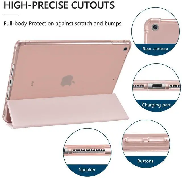 Alt view image 2 of 5 - Pink Bow Twinkling Pattern for iPad Air 13" (M3) 2025/(M2) 2024/ iPad Pro 12.9" 2022/2021 Cute Bow Protective Case for Girls,Pencil Holder & Clear Back & Trifold Pink Cover Scratchproof Case