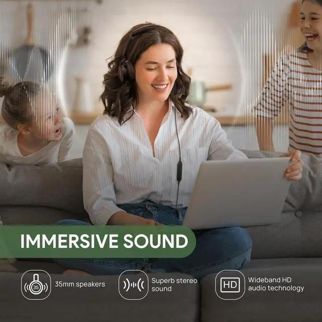 Alt view image 3 of 5 - Yealink UH46 Mono USB Wired Headset with 3 Noise Cancelling Microphones for PC/Computer/Laptop, Teams Certified,Mute Call Button for Home Office Online Meetings, Plug & Play USB-C/A