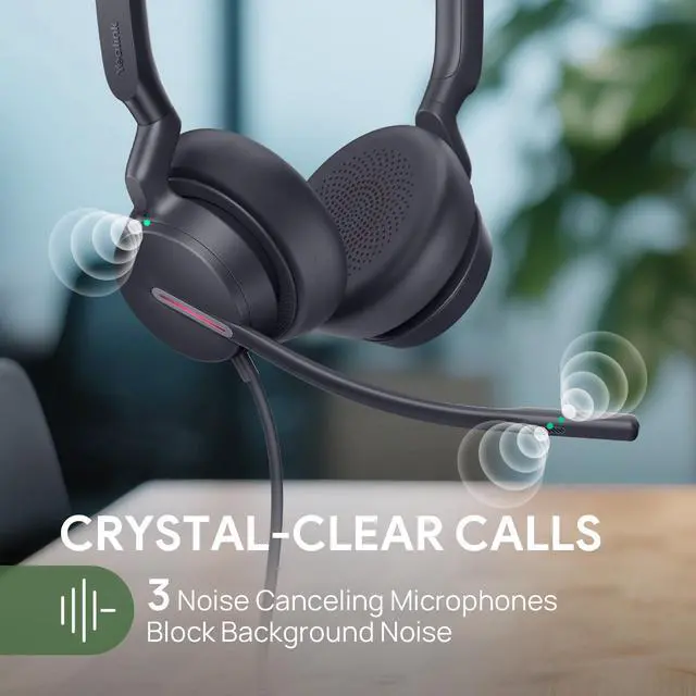 Alt view image 4 of 5 - Yealink UH46 Mono USB Wired Headset with 3 Noise Cancelling Microphones for PC/Computer/Laptop, Teams Certified,Mute Call Button for Home Office Online Meetings, Plug & Play USB-C/A