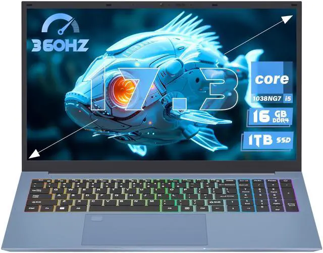Main image of ZWYING 17.3" FHD Laptop, 4-Cores in tel Core i5-1038NG7(Up to 3.8GHz), 16GB RAM 1TB SSD Traditional Laptop, Win 11 Business Computer,Type-C,BT5.0,6000Mah, Wi-Fi6,HDMI,Backlit Keyboard (16G+1TB)