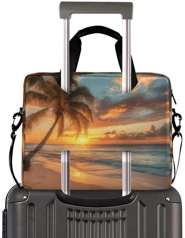 Alt view image 2 of 5 - Quteprint Ocean Sea Beach Palm Tree 15.6 Inch Laptop Bag Briefcase for Business, Water-Resistant Computer Bag Fits 14-16 Inch Notebook for Men Women, Office Travel Work Backpack