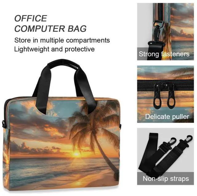 Alt view image 4 of 5 - Quteprint Ocean Sea Beach Palm Tree 15.6 Inch Laptop Bag Briefcase for Business, Water-Resistant Computer Bag Fits 14-16 Inch Notebook for Men Women, Office Travel Work Backpack