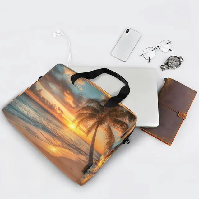 Alt view image 5 of 5 - Quteprint Ocean Sea Beach Palm Tree 15.6 Inch Laptop Bag Briefcase for Business, Water-Resistant Computer Bag Fits 14-16 Inch Notebook for Men Women, Office Travel Work Backpack