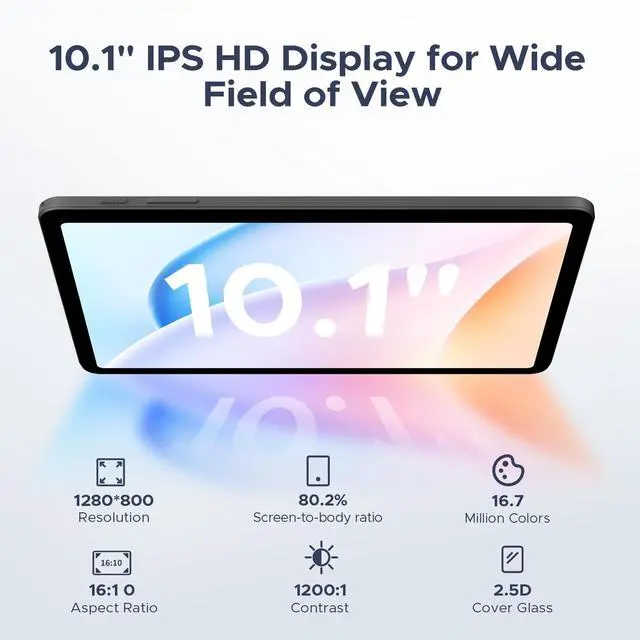 Alt view image 5 of 5 - DOOGEE Tab A9 Pro 10 inch Tablet,Android 15 Tablet 20GB+128GB/2TB Expand,Quad Core Gaming Tablets,6580mAh Battery,1280x800 IPS HD Touchscreen,5G WiFi,BT5.0,Dual Speakers,Dual Camera,Face Unlock