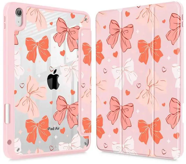 Main image of Lepeoac Case for iPad Air 11'' (M3 2025/M2 2024) 6th Gen/iPad Air 10.9'' 2022 2020 Air 5th /4th Gen, Buit in Pencil Holder with Shockproof Cover Clear Transparent Back Auto Wake/Sleep, Bows SD146