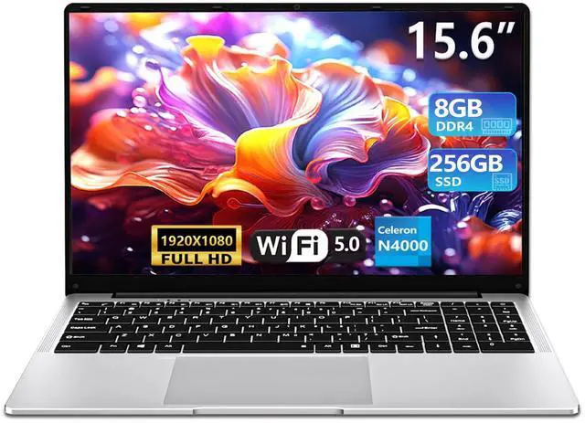 Main image of Gaming Laptop,15.6 inch Traditional Laptops N4000, Laptop with 8 GB RAM, 256 GB SSD, Slim Light Netbook WiFi5 Mini-HDMI 180 Angle Opening BT5.0, USB3.0, Thin and Light Laptop For Student Business Work