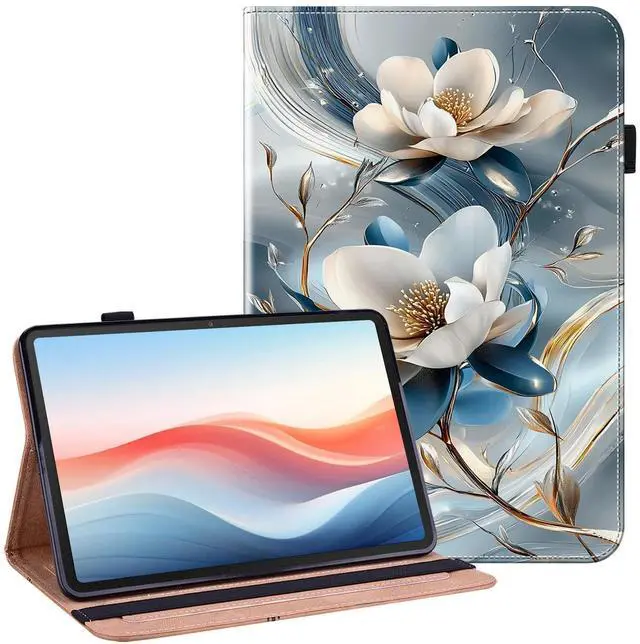 Main image of YHDXUYS Case for Samsung Galaxy Tab S10 Plus 2024/S9 FE Plus 2023/S9 Plus 2023 12.4 Inch Tablet with Pencil Holder, Multiangle Stand Wallet Design Cover,Metal Flower