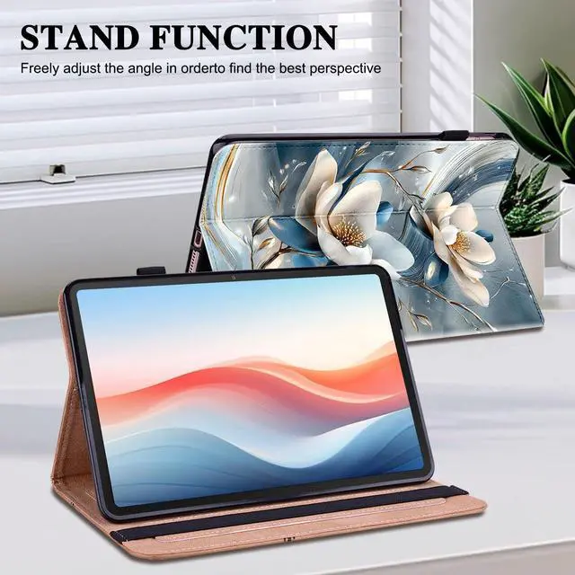 Alt view image 5 of 5 - YHDXUYS Case for Samsung Galaxy Tab S10 Plus 2024/S9 FE Plus 2023/S9 Plus 2023 12.4 Inch Tablet with Pencil Holder, Multiangle Stand Wallet Design Cover,Metal Flower