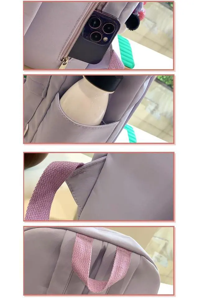 Alt view image 5 of 5 - KAOBIO 2025 Trendy Cute Bowknot Backpack for Women Laptop Daypack Y2k Preppy Aesthetic Backpack Kawaii Coquette Backpack (Purple)