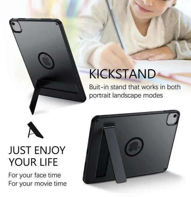 Alt view image 3 of 5 - GUAGUA Magnetic for iPad Air 11 Inch Case M3/M2 (2025/2024), iPad Air 5th & 4th Gen 10.9 Inch(2022/2020) Cases with Stand & Pencil Holder Kickstand Case for iPad Pro 11 Inch 2022/2021/2020/2018, Black