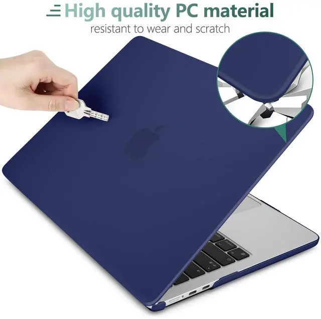 Alt view image 4 of 5 - Yebiseven Case for MacBook Air 15 inch 2024 2023 Released A3114 M3/A2941 M2, Laptop Hard Shell Case with Keyboard Cover & Trackpad Protector Cover & OTG Adapter & Camera Cover, Matte Navy Blue