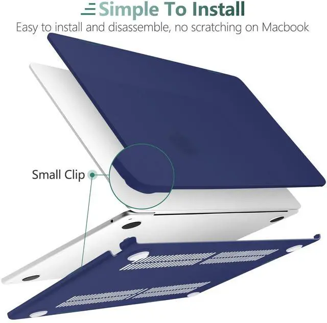 Alt view image 5 of 5 - Yebiseven Case for MacBook Air 15 inch 2024 2023 Released A3114 M3/A2941 M2, Laptop Hard Shell Case with Keyboard Cover & Trackpad Protector Cover & OTG Adapter & Camera Cover, Matte Navy Blue