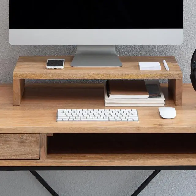 Main image of Anji Mountain Wooden Monitor Stand - Elegant Monitor Riser, Perfect Monitor Stand for Desk Organization, Durable Wood Construction monitor stands, Enhances Ergonomics and Workspace Efficiency,Natural