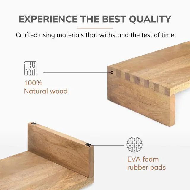 Alt view image 3 of 5 - Anji Mountain Wooden Monitor Stand - Elegant Monitor Riser, Perfect Monitor Stand for Desk Organization, Durable Wood Construction monitor stands, Enhances Ergonomics and Workspace Efficiency,Natural