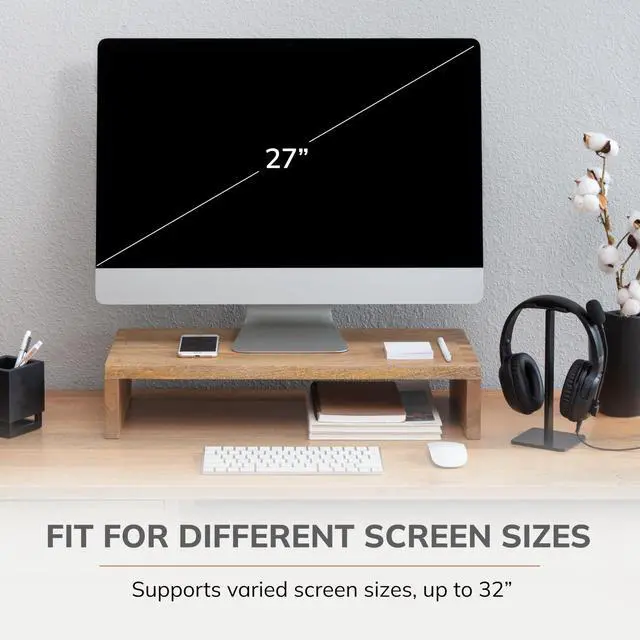 Alt view image 5 of 5 - Anji Mountain Wooden Monitor Stand - Elegant Monitor Riser, Perfect Monitor Stand for Desk Organization, Durable Wood Construction monitor stands, Enhances Ergonomics and Workspace Efficiency,Natural