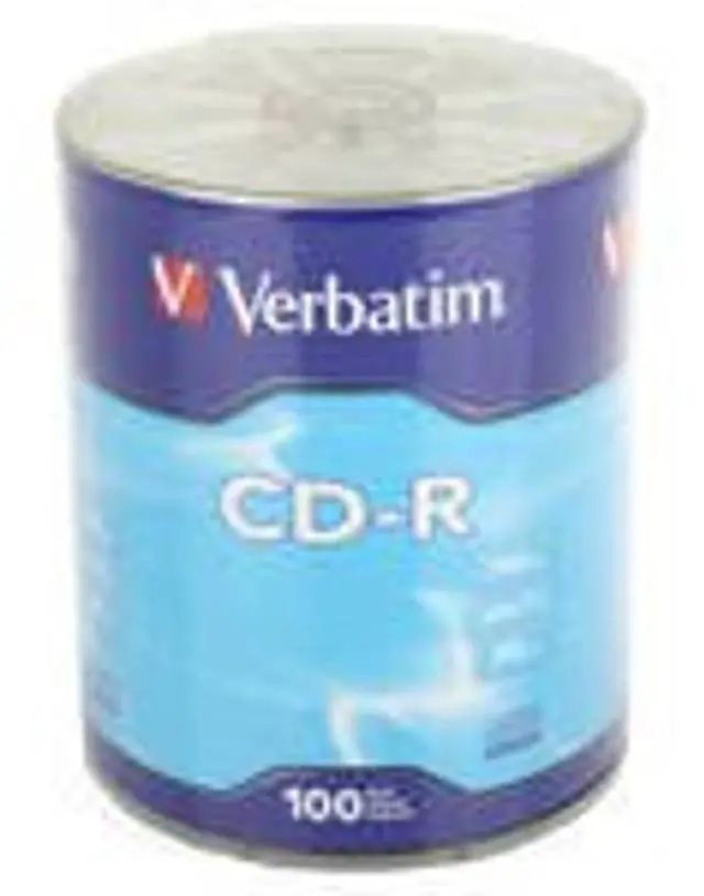 Main image of Verbatim (96524) CD-R 52X Silver Branded CDR Blank Media Discs 80Min/700MB in 100 Pack Shrink Wrap