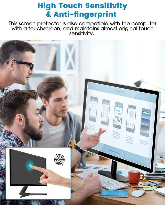 Alt view image 5 of 5 - F FORITO 2-Pack 23.8 inch 16:9 Matte Anti Glare Computer Screen Cover, Anti Glare Eye Protection Film Compatible with All 23.8" Widescreen Monitors with 16:9 Aspect Ratio (20.7" W x 11.7" H)