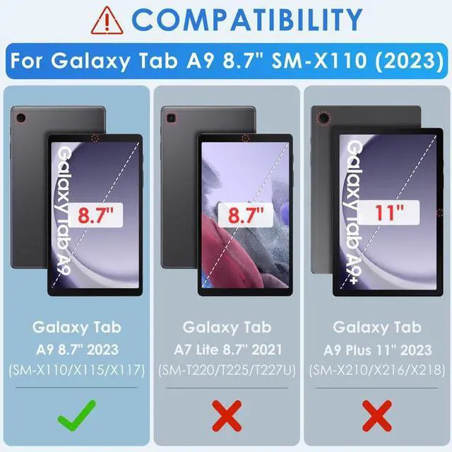 Alt view image 2 of 5 - DETUOSI Kids Case for Samsung Galaxy Tab A9 8.7" 2023 Tablet (SM-X110/X115/X117) with Shoulder Strap,3-Layers Hybrid Heavy Duty Full-Body Shockproof,4-Angles Viewing Protective Cover for Children Boys