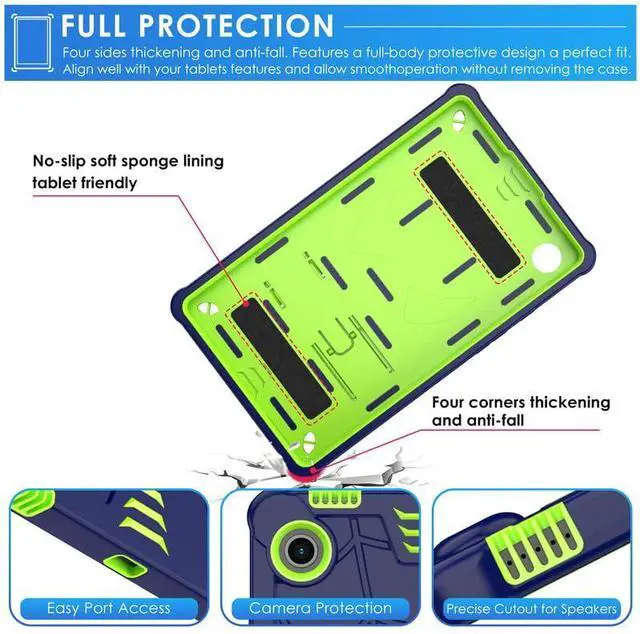 Alt view image 3 of 5 - DETUOSI Kids Case for Samsung Galaxy Tab A9 8.7" 2023 Tablet (SM-X110/X115/X117) with Shoulder Strap,3-Layers Hybrid Heavy Duty Full-Body Shockproof,4-Angles Viewing Protective Cover for Children Boys