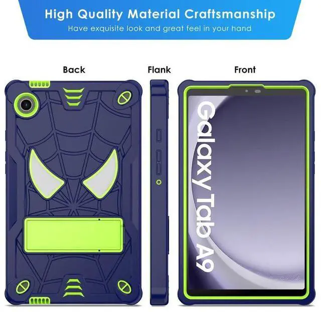 Alt view image 4 of 5 - DETUOSI Kids Case for Samsung Galaxy Tab A9 8.7" 2023 Tablet (SM-X110/X115/X117) with Shoulder Strap,3-Layers Hybrid Heavy Duty Full-Body Shockproof,4-Angles Viewing Protective Cover for Children Boys