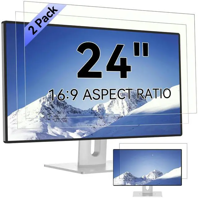 Main image of [2-Pack] 24 Inch Computer Blue Light Blocking Screen Protector for 16:9 Widescreen Monitor, Anti Glare Anti-UV Eye Protection Desktop PC LED Monitor Filter, Removable Anti-Scratch Screen Film 24in
