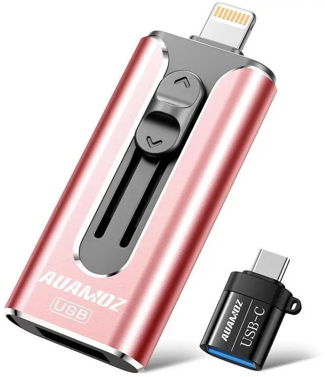 Main image of AUAMOZ 512GB Flash Drive Intended for iPhone, Memory Stick Storage Files Photos Videos Backup, Compatible with iPhone iPad Android PC, Plug and Play, No Application Required (Pink)