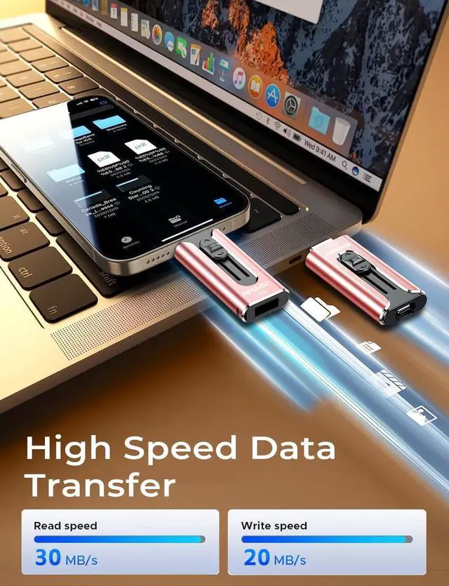 Alt view image 3 of 5 - AUAMOZ 512GB Flash Drive Intended for iPhone, Memory Stick Storage Files Photos Videos Backup, Compatible with iPhone iPad Android PC, Plug and Play, No Application Required (Pink)