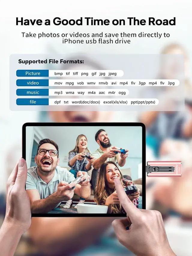 Alt view image 5 of 5 - AUAMOZ 512GB Flash Drive Intended for iPhone, Memory Stick Storage Files Photos Videos Backup, Compatible with iPhone iPad Android PC, Plug and Play, No Application Required (Pink)