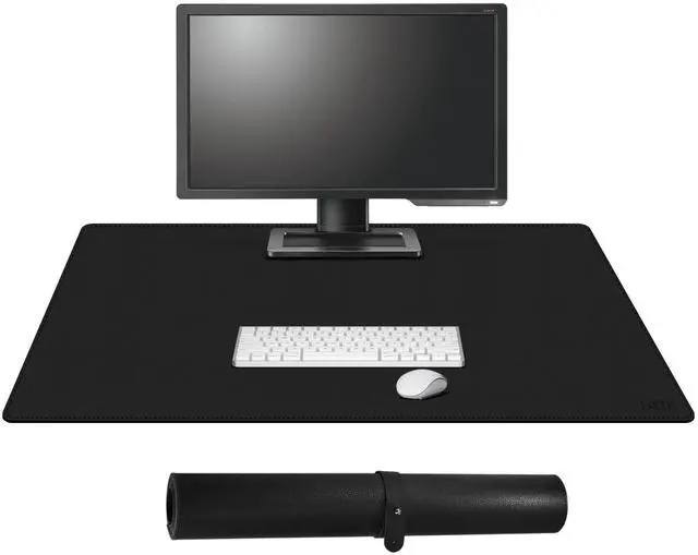 Main image of Cacoy 36 x 20 Inch Leather Desk Mat, Large PU Leather Desk Pad Blotter, XXL Keyboard Mouse Pad, Waterproof Computer Desktop Cover for Office, Home, Gaming, Computer (Black)