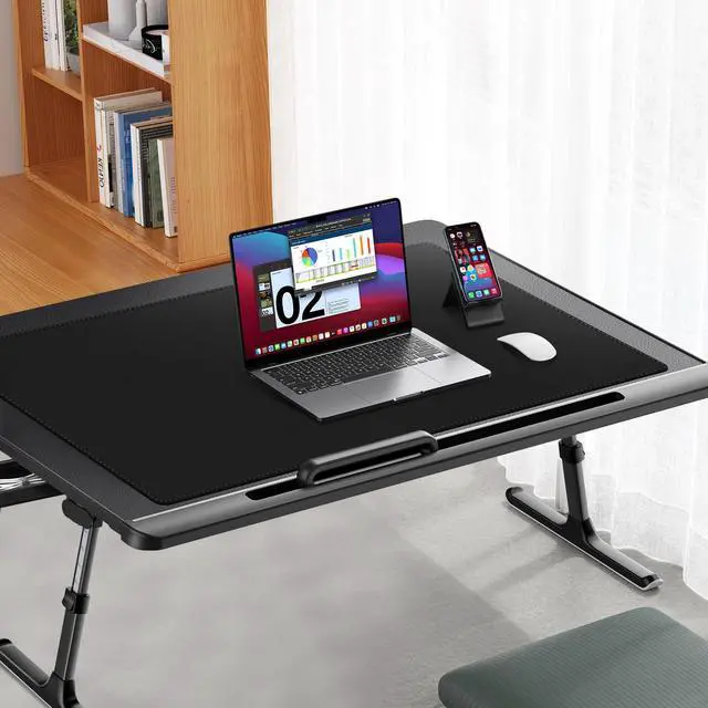 Alt view image 4 of 5 - Cacoy 36 x 20 Inch Leather Desk Mat, Large PU Leather Desk Pad Blotter, XXL Keyboard Mouse Pad, Waterproof Computer Desktop Cover for Office, Home, Gaming, Computer (Black)