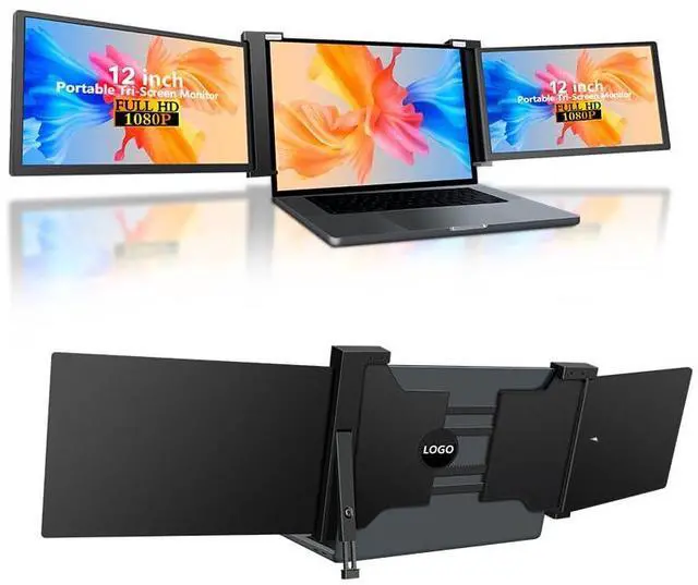 Main image of Lalovin Laptop Screen Extended, 1080p FHD IPS Plug & Play Triple Monitor Extender for Laptop, Portable Extended Monitor with USB-C/HDMI for Mac/Windows/Chrome/Android, Black