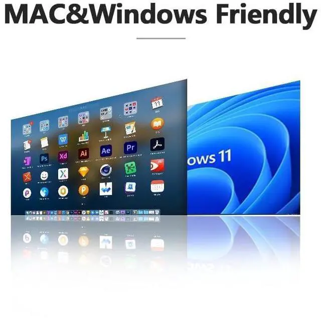 Alt view image 4 of 5 - Lalovin Laptop Screen Extended, 1080p FHD IPS Plug & Play Triple Monitor Extender for Laptop, Portable Extended Monitor with USB-C/HDMI for Mac/Windows/Chrome/Android, Black